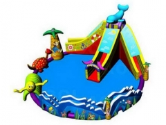 Newest designs Inflatable Water Park with Dolphin Water Slide